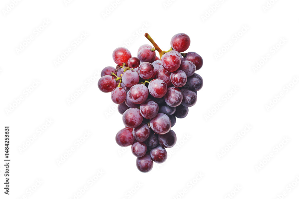 Fototapeta premium A bunch of juicy red grapes on a white or transparent background.