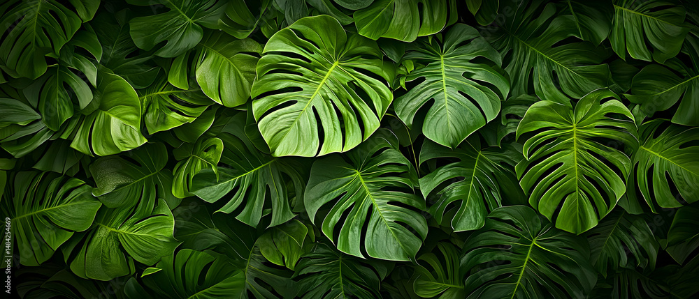 custom made wallpaper toronto digitalTropical Lush Green Monstera Leaves Pattern Background