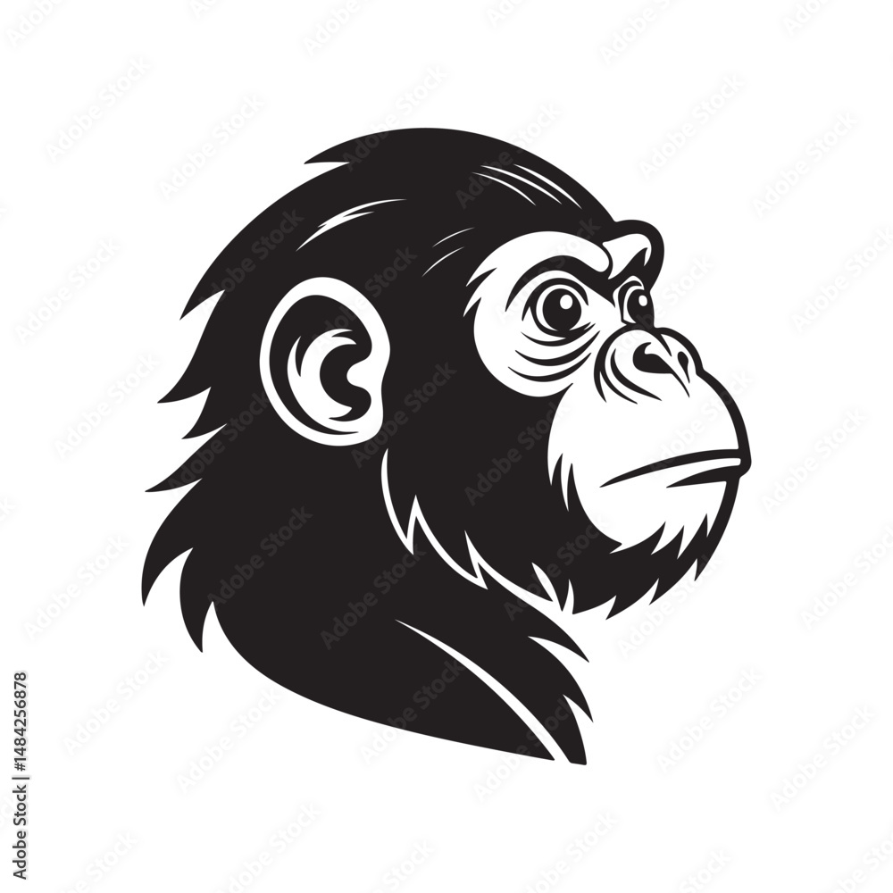 Fototapeta premium Monkey head silhouette black