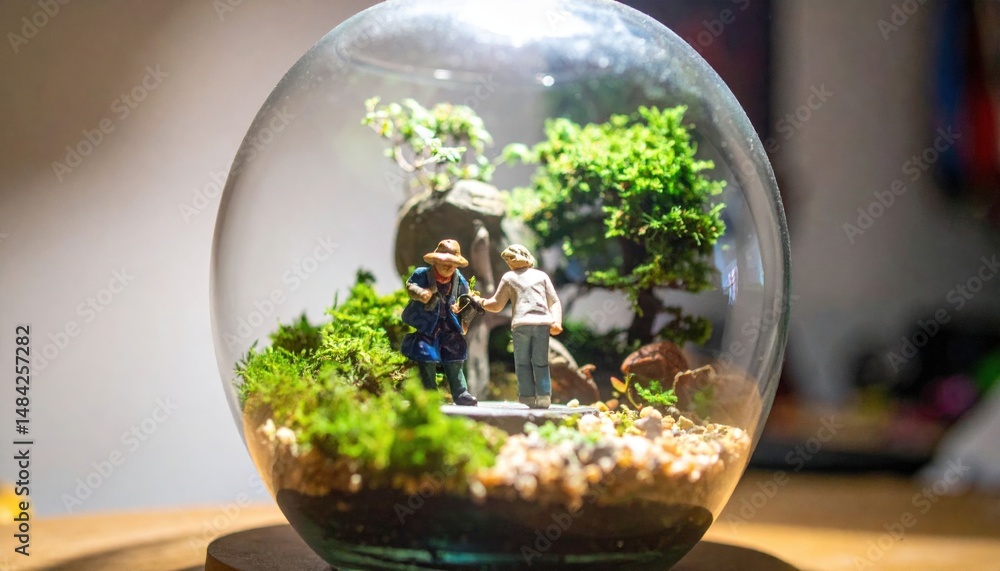 Fototapeta premium Miniature Garden Scene In Glass Sphere