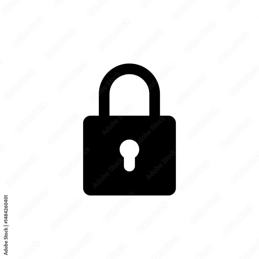 Lock icon. Simple solid style. Locker, closed, padlock, key, symbol, private, web, flat, password, safety, secure concept. Vector illustration isolated Lock icon. Simple solid style. Locker, closed, padlock, key, symbol, private, web, flat, password, safety, secure concept. Vector illustration isolated