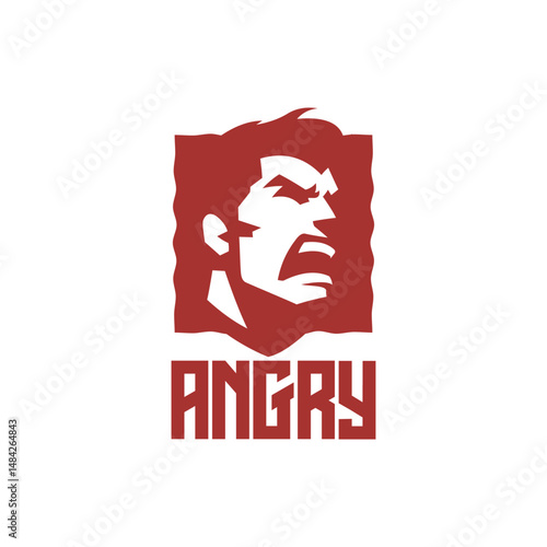 angry man face logo vector illustration