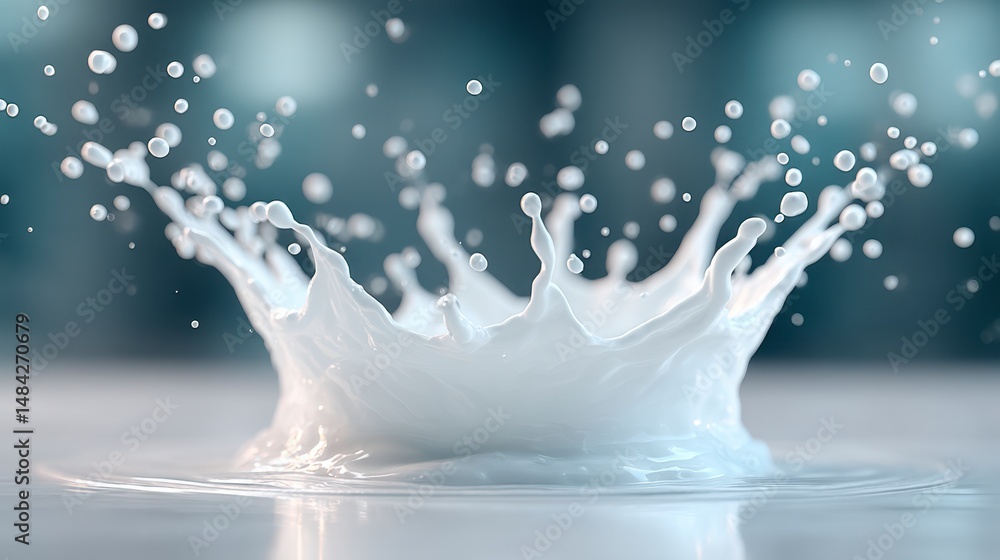 Dynamic Milk Splash Creamy White Liquid 3D Render Dynamic Milk Splash Creamy White Liquid 3D Render