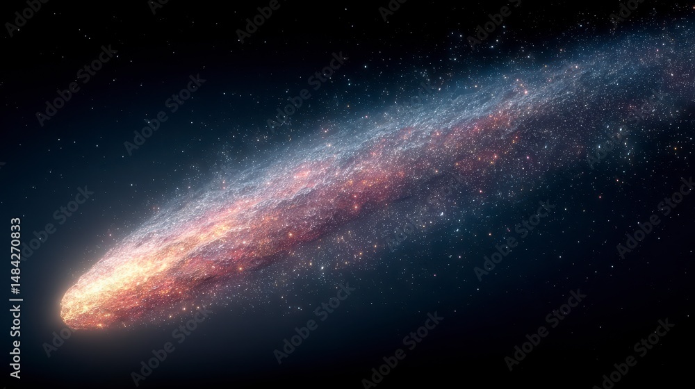 Fototapeta premium Cosmic Wonder Fiery Meteor Streak Across Starry Night Sky