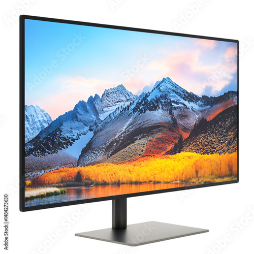 AI generated Modern Computer Monitor Front View on white background