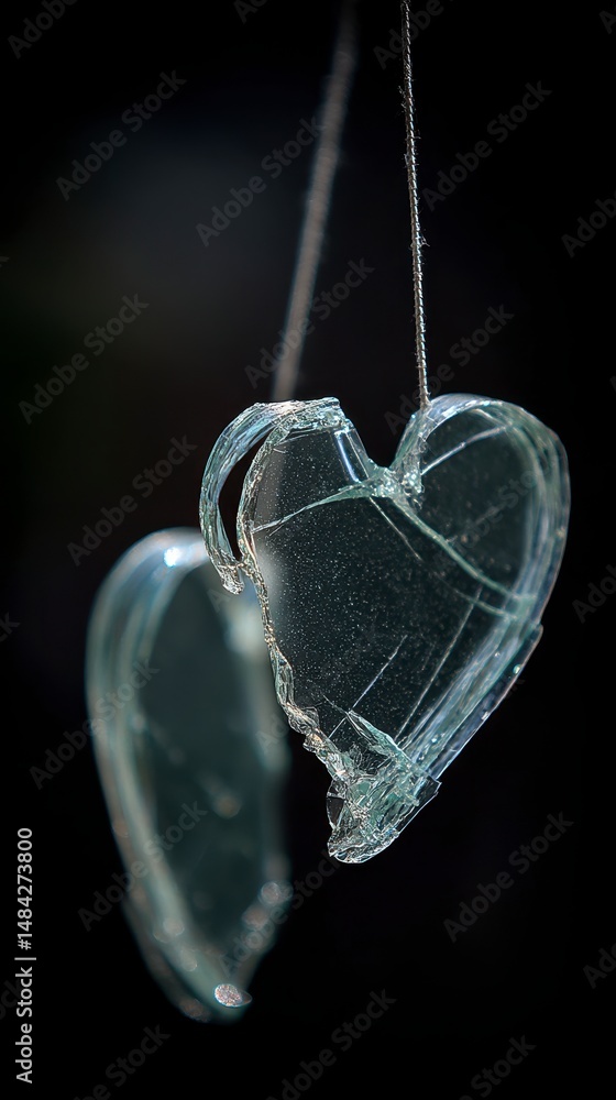 Shattered Heart Broken Glass Dark Emotional Symbolic Image