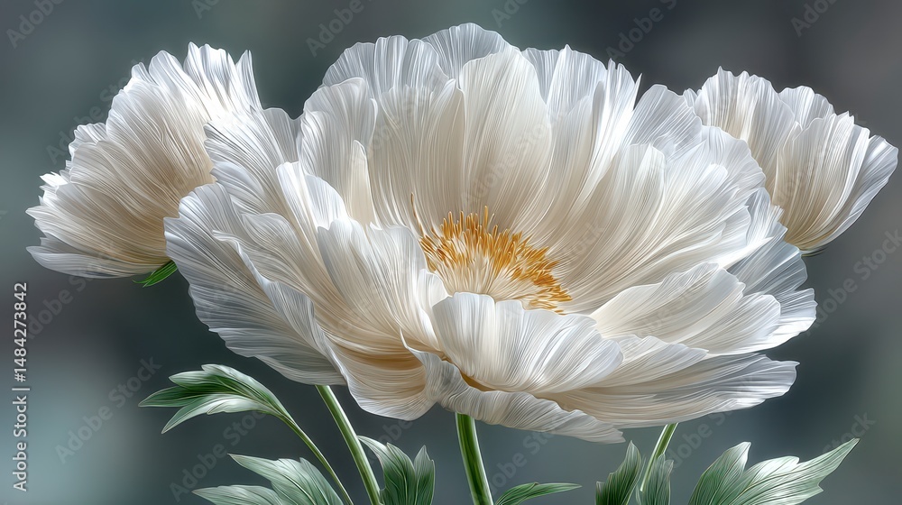 Elegant White Flowers Soft Petals AI Art Nature Photography