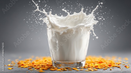 Milk Splash in Glass  Cereal  Breakfast  Dairy  Drink  Food Photography