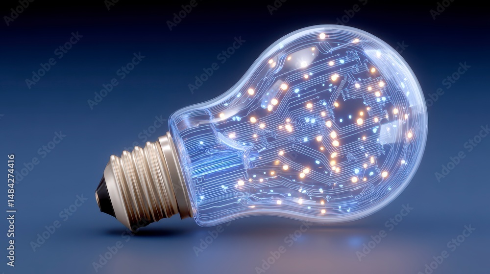 Futuristic Light Bulb Innovation Technology AI Circuit Board Energy Idea Concept
