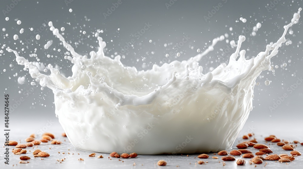Delicious Almond Milk Splash Creamy Healthy Drink Nuts