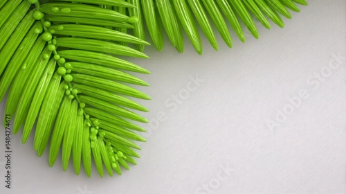 Lush Green Palm Frond  Tropical Leaf  Nature  Botanical   White Background  Elegant Design