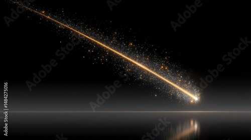 Obraz na płótnie Golden Meteor Shower Night Sky Space Cosmic Dust Trail w salonie