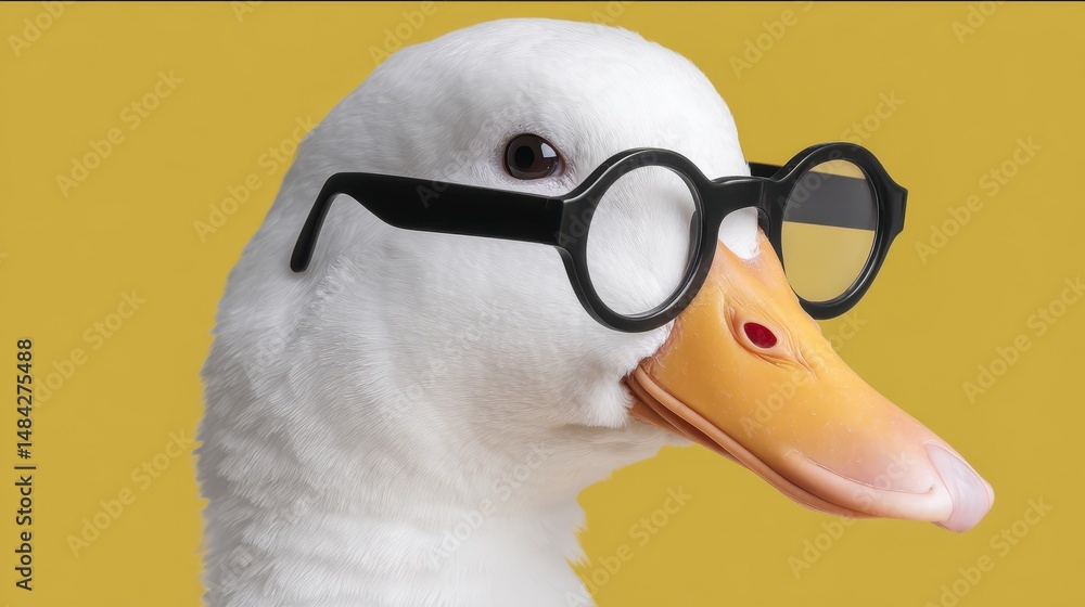 Stylish Duck in Glasses Minimalist Animal Portrait