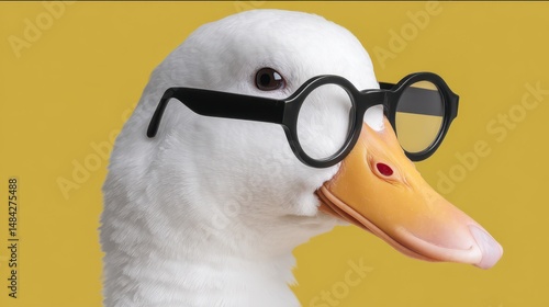 Stylish Duck in Glasses  Minimalist Animal Portrait