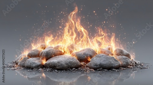 Fiery Rocks  Burning Stones  Campfire  Flame  Embers  Heat  Energy  Power  Light  Sparks