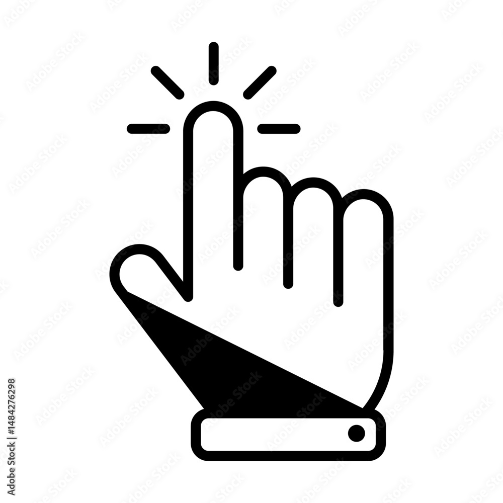 Obraz premium Computer mouse pointer cursor icon line. Clicking cursor, pointing hand clicking icon. Clicking cursor. Vector Illustration.