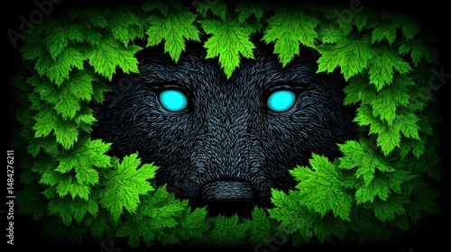 Obraz na płótnie Mystical Fox in Lush Greenery Artistic Nature Illustration w salonie