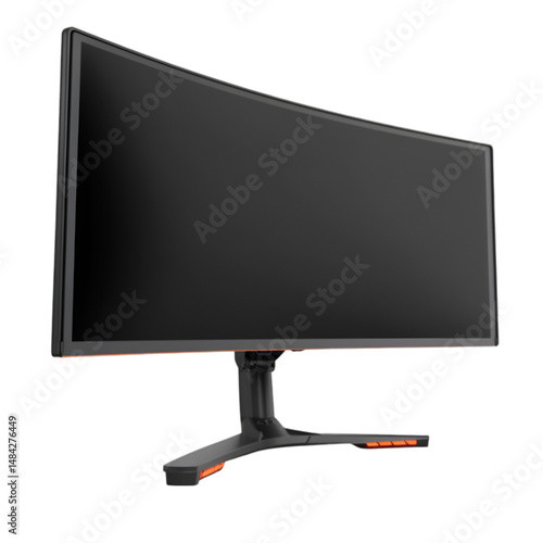 AI generated Modern Computer Monitor Front View on white background