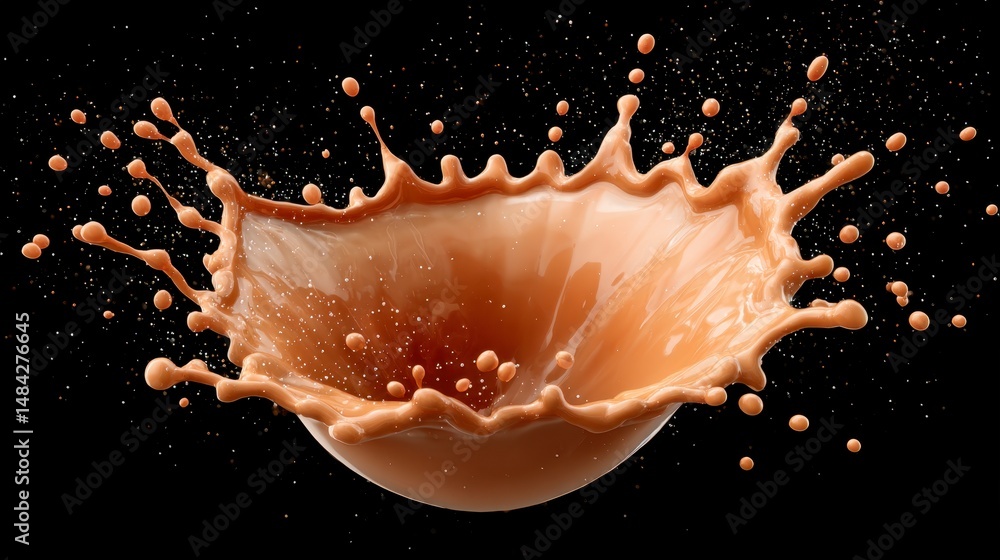 Splashing Coffee Milk Drink Creamy Brown Liquid Crown Beverage Food Photography
