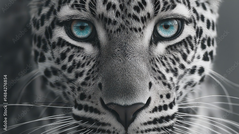 Majestic Snow Leopard Closeup Wild Cat Portrait Blue Eyes Animal Print Wildlife Photog