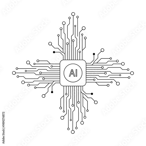 CPU ai icon line, design vector. processor icon design.