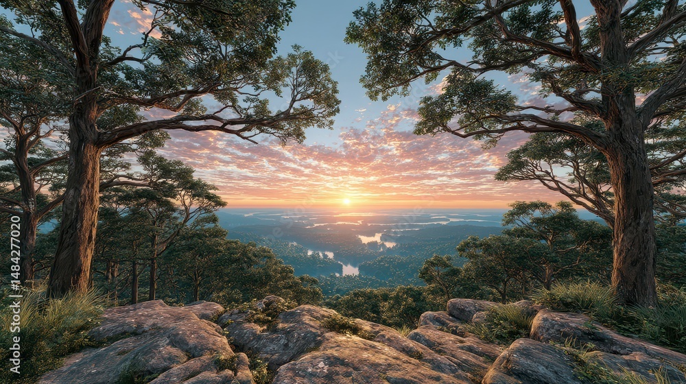 Breathtaking Amazon Sunset Forest Vista Golden Hour Nature Photography