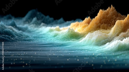 Abstract 3D Wave Background  Iridescent Hues  Futuristic Design  Digital Art