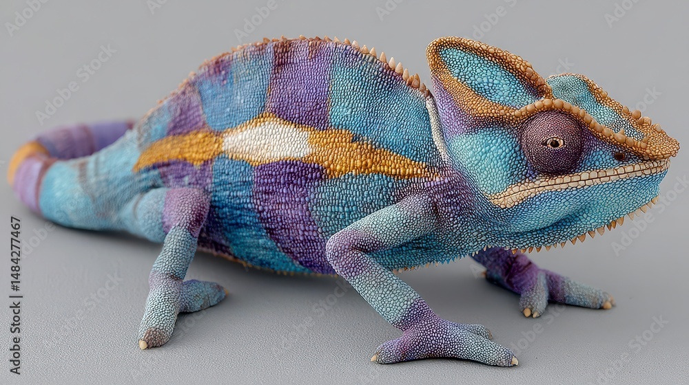Vibrant Chameleon Closeup Colorful Reptile Skin Texture Exotic Pet Wildlife Photography