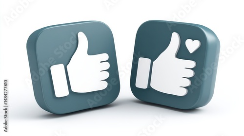 Obraz na płótnie 3D Thumbs Up Heart Icons Social Media Feedback Reaction Buttons w salonie