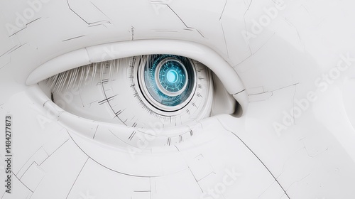 Obraz na płótnie Futuristic Robot Eye AI Cyborg Technology Close up Artificial Intelligence w salonie