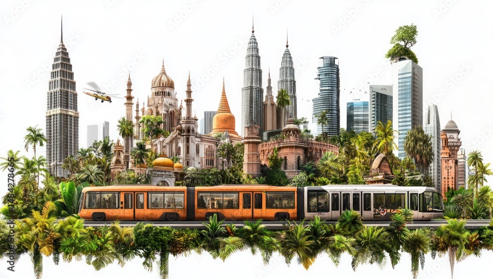 Fototapeta premium Kuala Lumpur's Iconic Landmarks and Lush Greenery: A Vibrant Cityscape