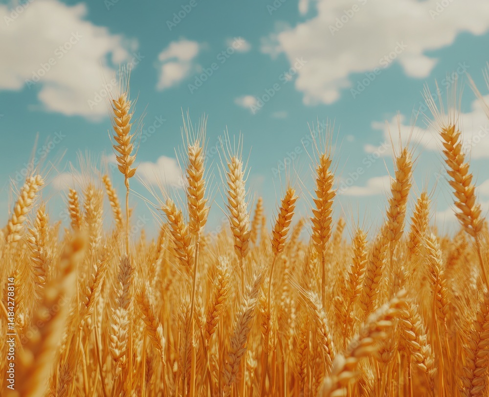 Fototapeta premium Golden wheat field under a summer sky