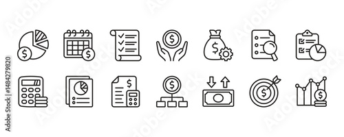 Budgeting Icon Set. Vector Graphic Illustration.