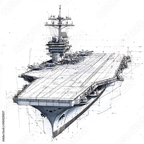 Aircraft Carrier Detailed Sketch.