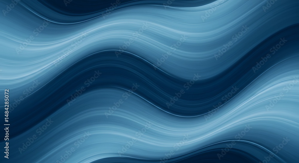 Fototapeta premium Serene Blue Wave Abstract: Fluid Strokes and Soothing Hues