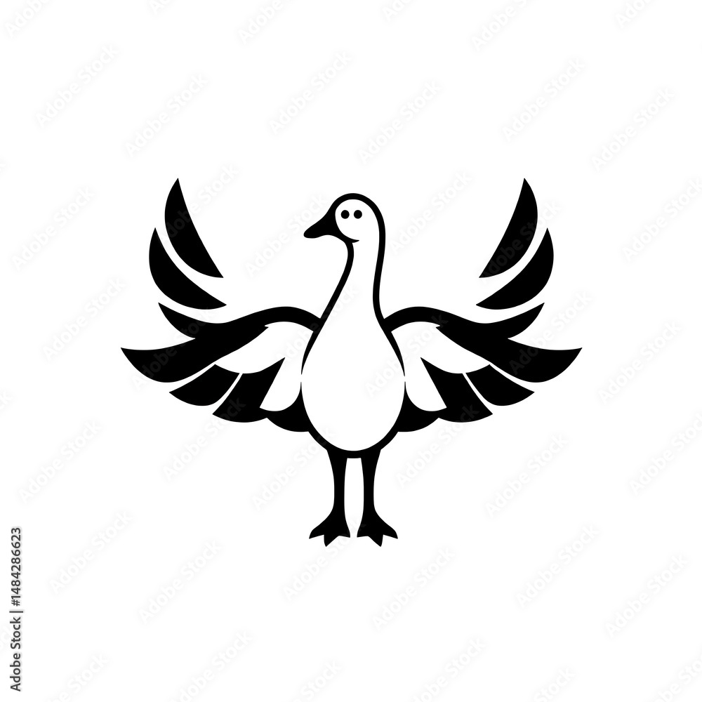 Obraz premium black and white duck line art vector