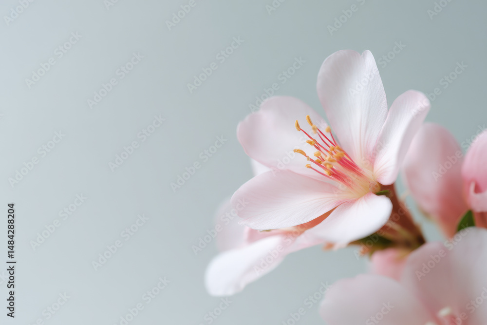 Fototapeta premium closeup of delicate spring flower on soft light background emphasizing its gentle beauty