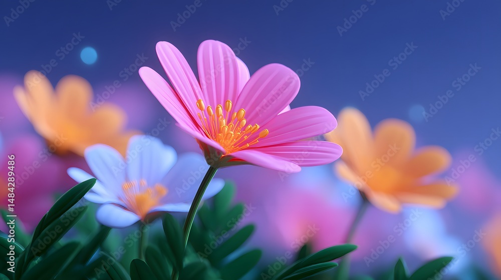 Fototapeta premium Illustration of the Natural Beauty of Pink Flowers