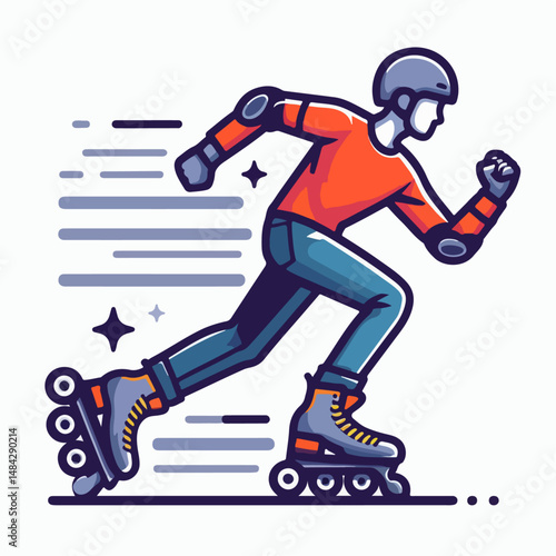vector illustration of a person using roller skates