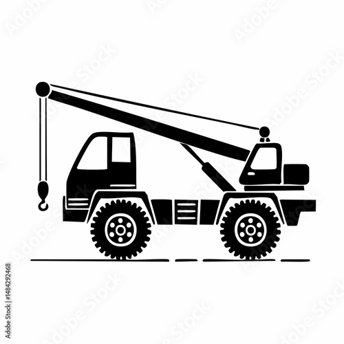 ラフタークレーン車の工事用ベクターアイコン
