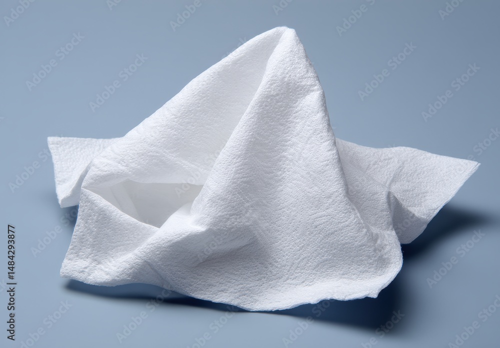 Crisp white tissue against a soft blue background. Crisp white tissue against a soft blue background.