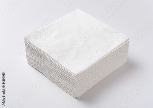 Stack of white paper napkins on a plain background