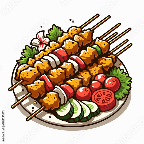 satay food vector illustration