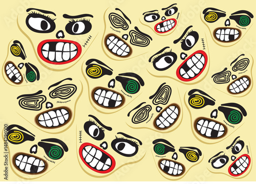 Vector face character, Carton face, vector abstract design Print, wallpaper, pattern background and Adobe illustrator artwork