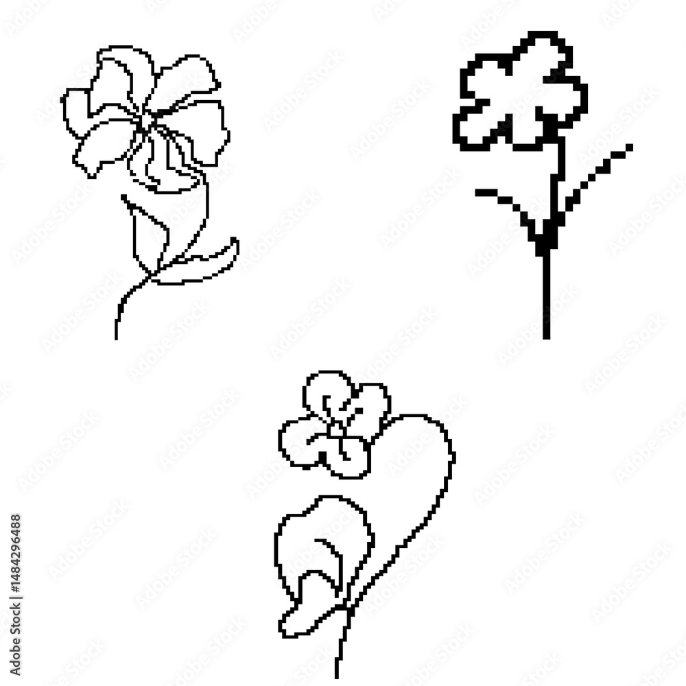 Simple Pixel Art Flowers Simple Pixel Art Flowers