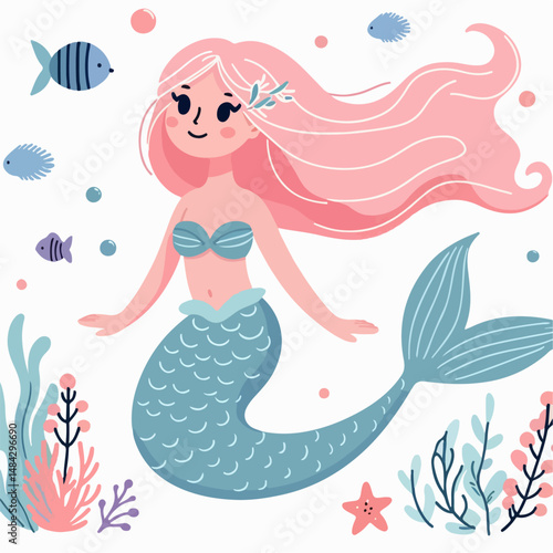 mermaid vector illustration white background