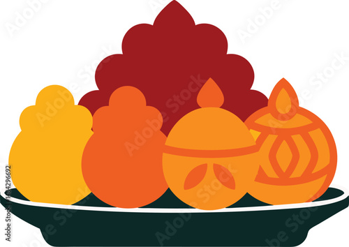 Food Vector Silhouettes: Biryani, Kebab, Tea, and sweets (vector, silhouette, minimal, etc.).
