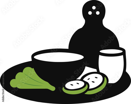 Food Vector Silhouettes: Biryani, Kebab, Tea, and sweets (vector, silhouette, minimal, etc.).
