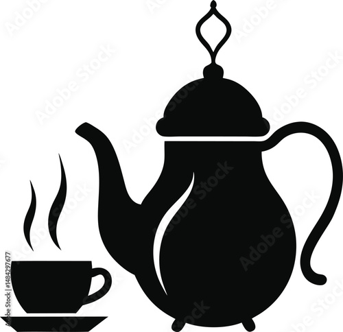 Food Vector Silhouettes: Biryani, Kebab, Tea, and sweets (vector, silhouette, minimal, etc.).
