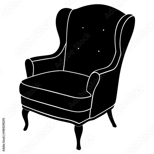 black leather armchair isolated
